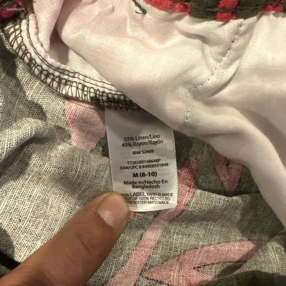 Women's Time and Tru Floral Red Linen Blend Pull-On Shorts Size Medium. NWT. - Picture 5 of 6